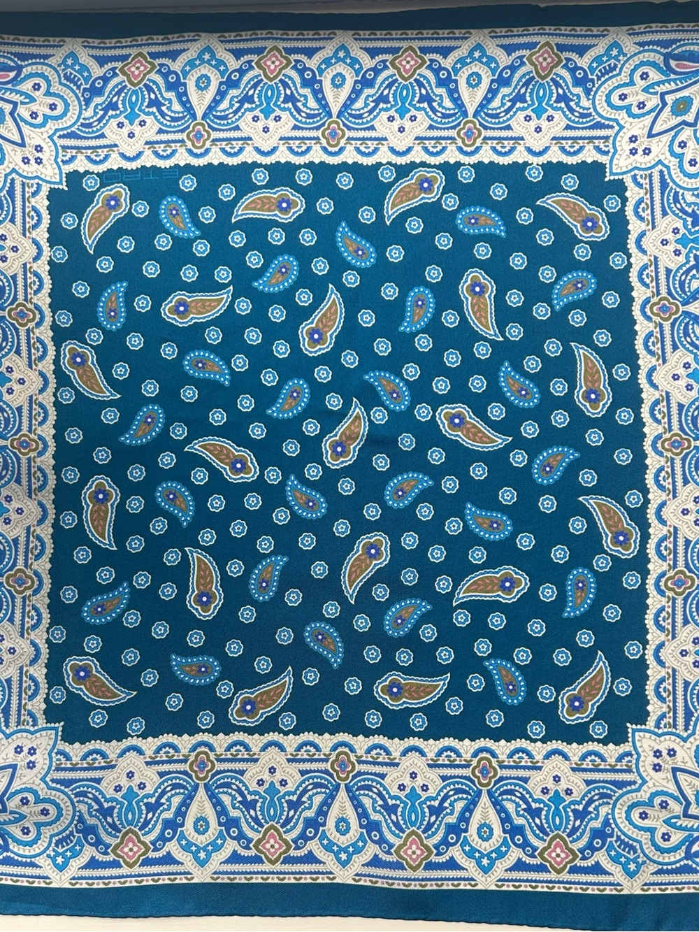 ETRO Silk Scarf - Blue Paisley Pattern Made In Italy.